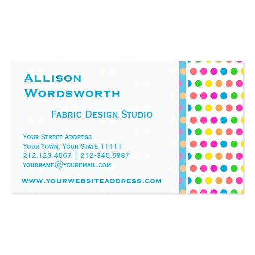 Elegant Polka Dot Designer Fun Polka Dots Business Card (front side)