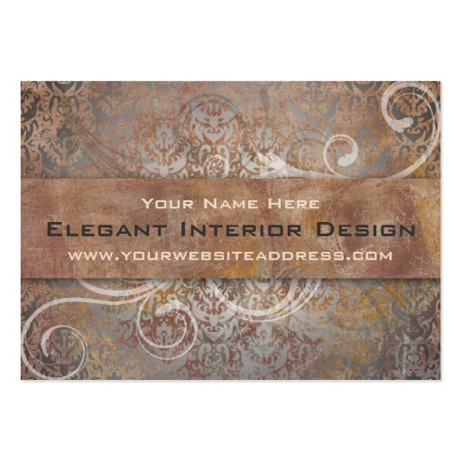Elegant Pompeii Damask Shimmer Red and Gold Business Cards