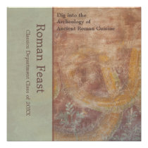 Elegant Pompeii Reds, Greens Roman Feast invitations