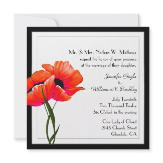 Elegant Poppies Custom Wedding Invitation invitation