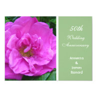 Elegant, pretty pink rose flower anniversary personalized invite