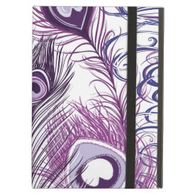 Elegant Pretty Purple Peacock Feathers Design iPad Folio Cases