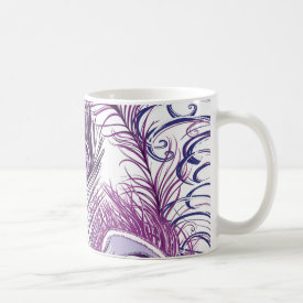 Elegant Pretty Purple Peacock Feathers Design Mugs