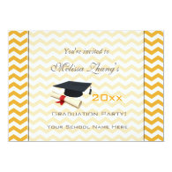 Elegant, pretty summer yellow chevron graduation custom announcements