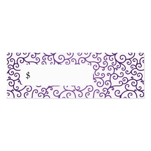 Elegant Price Tag Modern Swirls Purple Business Card (front side)