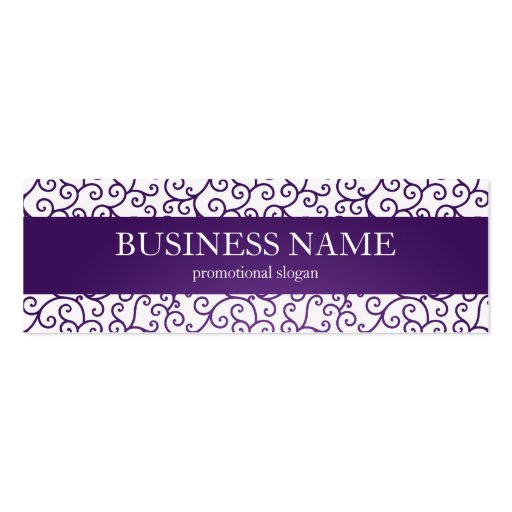 Elegant Price Tag Modern Swirls Purple Business Card (back side)