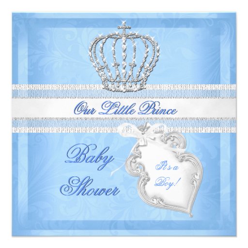Elegant Prince Baby Shower Boy Blue Little Prince Invites