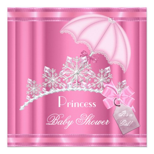 Elegant Princess Baby Shower Girl Pink Tiara Personalized Invitation