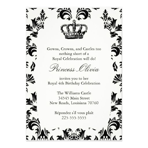 Elegant Princess Birthday Party Invitation