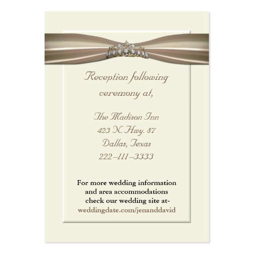 Elegant Princess Wedding Enclosure Cards Business Card (front side)