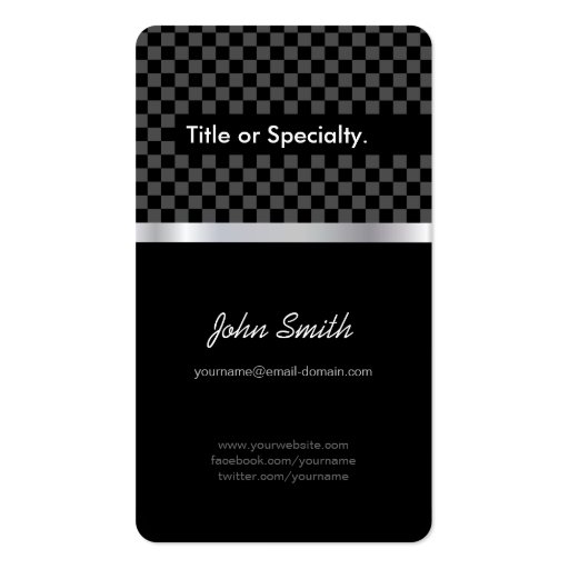 Elegant & Pro Black Silver Squares Checkered Business Card Templates (front side)