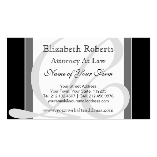 Elegant Professional Monogram R Black and Gray Business Card Templates (front side)