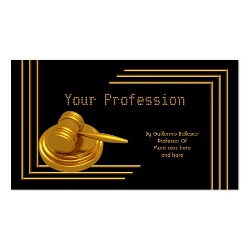 Elegant Professional Profession Gold Hammer Business Card (front side)