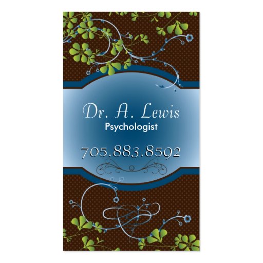 Elegant Psychologist Business Card - Brown Floral (front side)