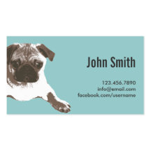 Elegant Pug Pet Sitting Business Card