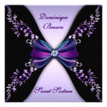 Elegant Purple and Black Invite with Diamond Bow