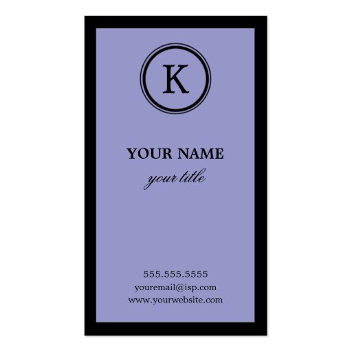 Elegant Purple and Black Monogram Business Cards