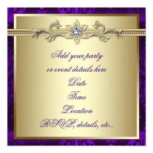 Elegant Purple and Gold Party Custom Invitations
