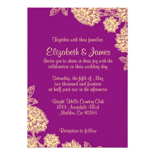 Elegant Purple And Gold Wedding Invitations