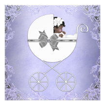 Elegant Purple and Gray Baby Girl Shower Announcement