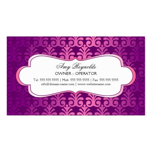 Elegant Purple and Pink Shimmer Business Cards (back side)