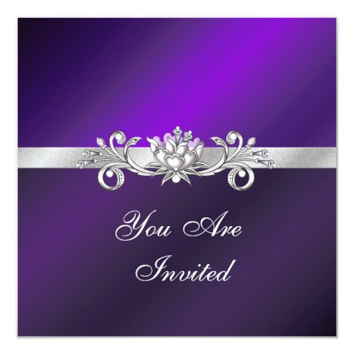 Elegant Purple And Silver Party Invitations Zazzle