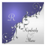 Elegant Purple and Silver Wedding Invitation invitations
