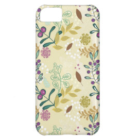 Elegant Purple and Turquoise Floral Leaf Design iPhone 5C Covers
