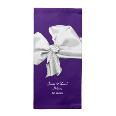 Elegant Purple and White Bow Wedding Napkins by DizzyDebbie