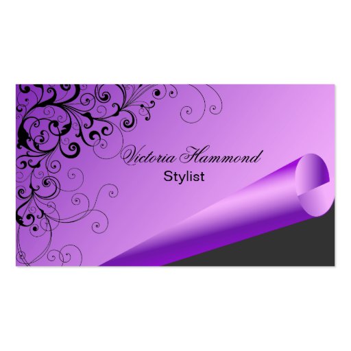 Elegant Purple & Black Business Card (front side)