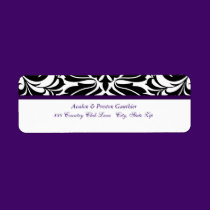 Elegant Purple Black Damask Wedding Address Label labels