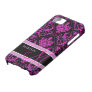 Elegant Purple & Black Damask with monogram iPhone 5 Cases