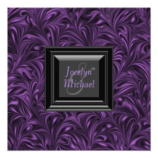 Elegant Purple Black Wedding Invitations