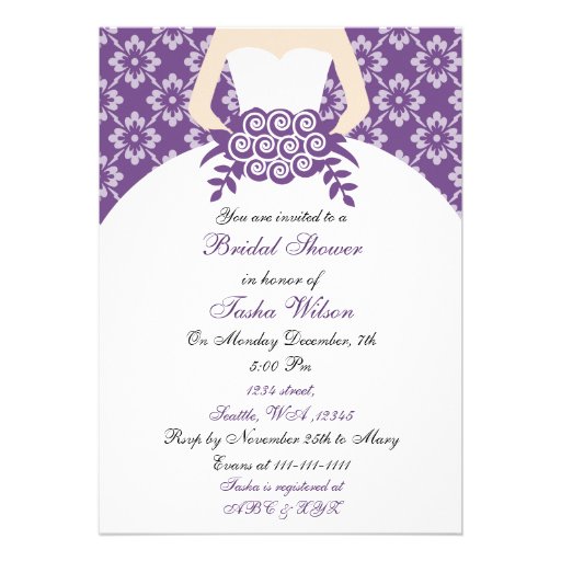 Elegant purple Bridal Shower Invitation