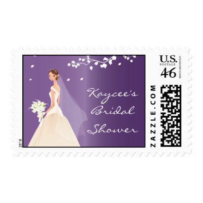 Elegant Purple Bride Bridal Shower Postage Stamps