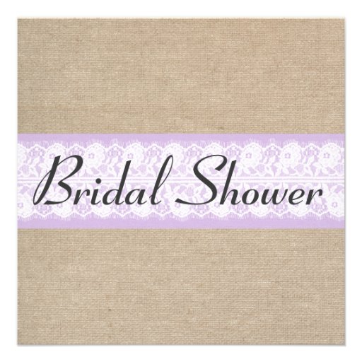 Elegant Purple Burlap Lace Bridal Shower Invite