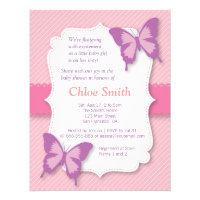 Elegant Purple butterfly baby shower Invites