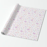 Elegant Purple Butterfly Floral Pattern Wrapping Paper