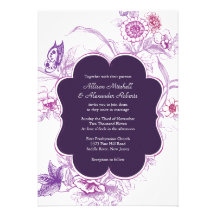 Elegant Purple Butterfly Wedding Invitation