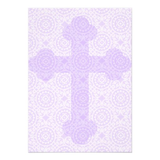 Elegant Purple Cross Custom Baptism Invitation