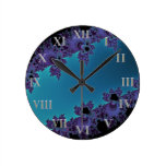 Elegant Purple Cyan Fractal Collection Wall Clock