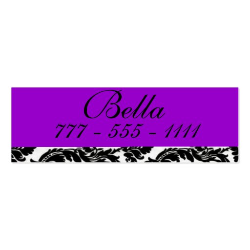 Elegant purple damask business card (back side)