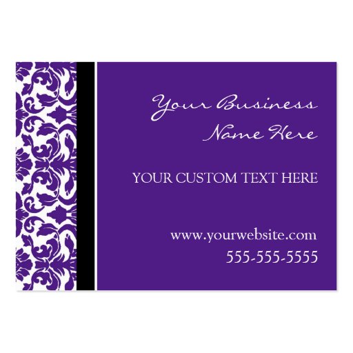 Elegant Purple Damask Business Cards (front side)
