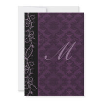 Elegant Purple Damask Wedding Custom Announcements