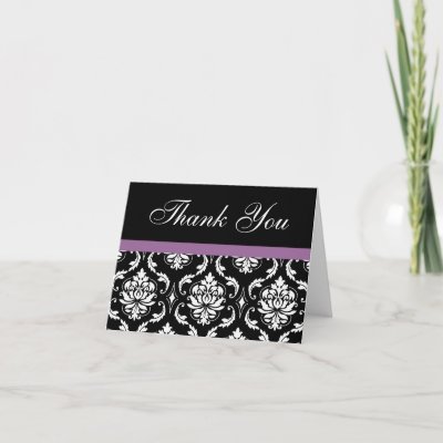 Elegant Purple Damask Wedding Thank You Notes Cards
