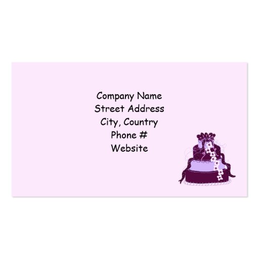 Elegant  Purple Designer Cake Business Card (back side)