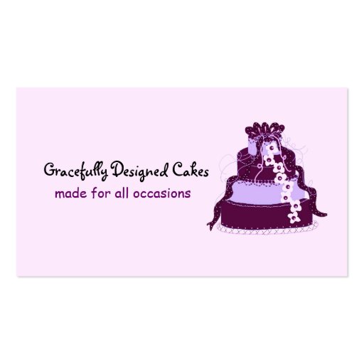 Elegant  Purple Designer Cake Business Card (front side)