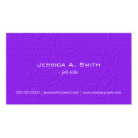Elegant purple embroidered floral fabric texture business card