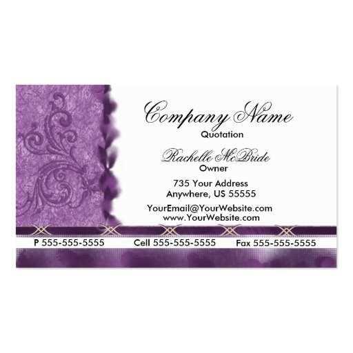 Elegant Purple Embroidery Business Cards