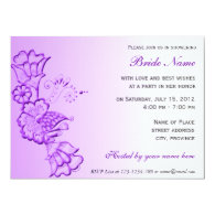 Elegant purple floral bridal shower invitation. personalized invites